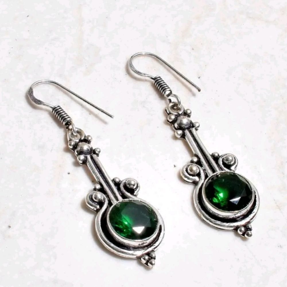 Green Quartz Handmade Drop Dangle Earrings Jewelry 2.08"